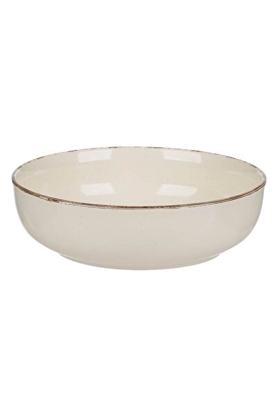 OEM Nordic Style Beige Ceramic Deep Plate Ø20cm