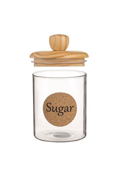 OEM Glass Jar with Wooden Lid "Sugar" 700ml