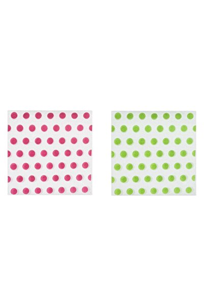 OEM 1-Ply Table Napkins White Green Pink Polka Dots 33x33cm - 160pcs
