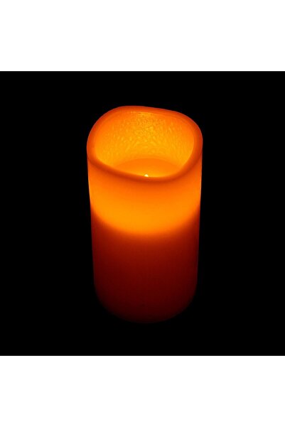OEM Decorative Candle Ecru Wavy Edge LED Battery Operated Ø8x15cm - Warm White Flame