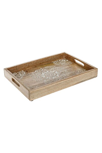 OEM Decorative Wooden Serving Tray with Mandala Pattern 38x28x5cm