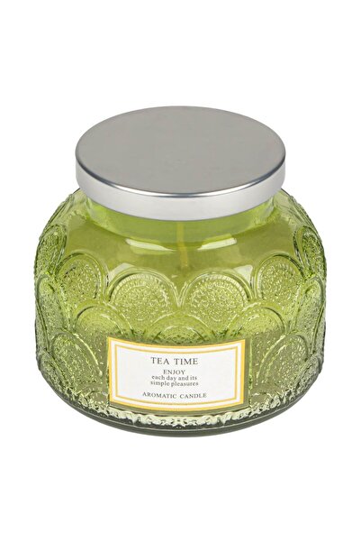 OEM Lumanare Parfumata Green Tea "Enjoy each Day" in Borcan Rotund cu Capac A...