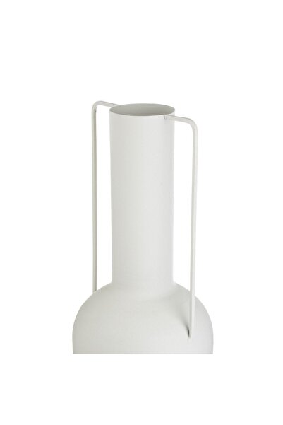OEM Matte Ecru Metal Vase with Two Handles Ø14x30.5cm
