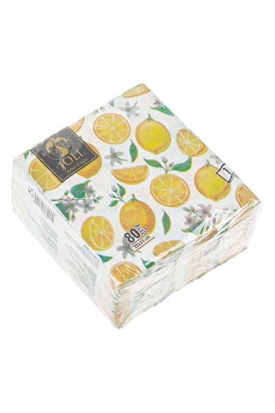 OEM White 1-Ply Table Napkins with Lemon Pattern 33x33cm - 80pcs