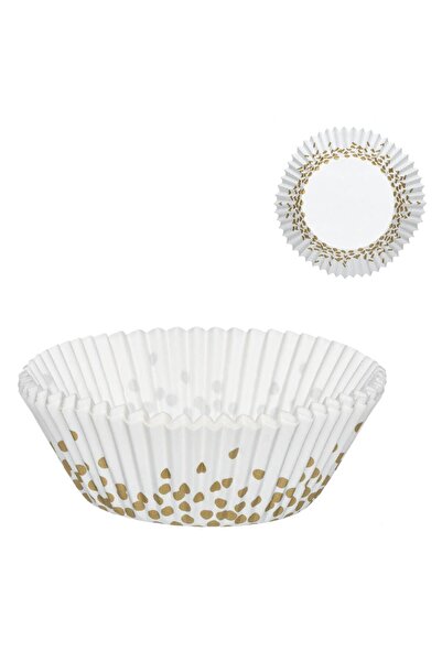 OEM White Paper Baking Forms with Gold Polka Dots Ø10.5cm - 100pcs