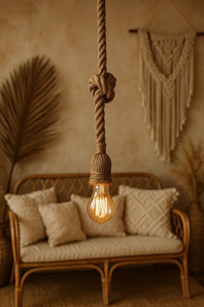 AYBÜK PABUÇ Rustik Halatlı Sarkıt Avize 1 adet