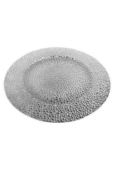 OEM Round Decorative Silver Plastic Plate with Diamond Pattern Ø40cm
