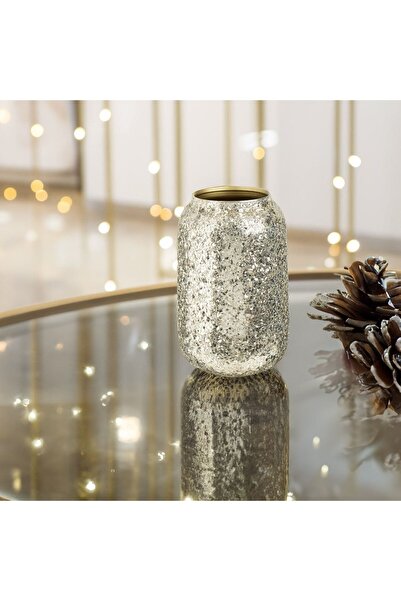 OEM Beige Metal Decorative Vase with Mosaic Pattern Ø15x27cm