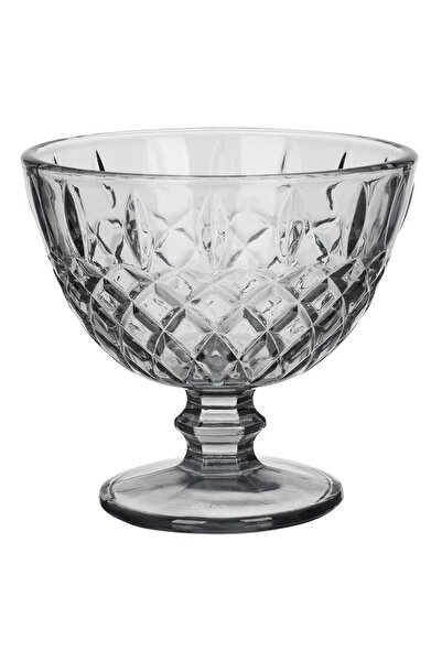 OEM Transparent Glass Ice Cream Bowl with Foot 'Squared' 300ml