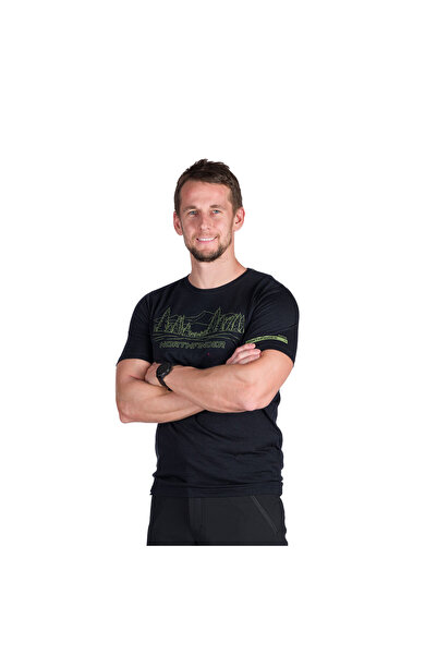 NORTHFINDER Tricou outdoor din lână pentru barbati Olek black