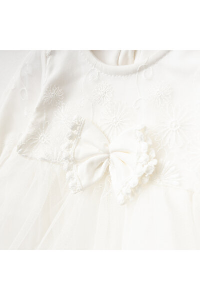 Miniday Baby Kız Bebek Mevlütlük Dantelli Elbise Bandanalı