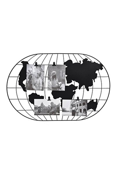 OEM Decorative Picture Black Metal Mesh World Map with Pliers 60x40cm