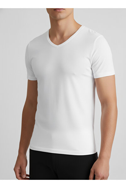 balkonda Tricou pentru bărbați cu decolteu în V basic Bumbac Pachet de 2 Elas...