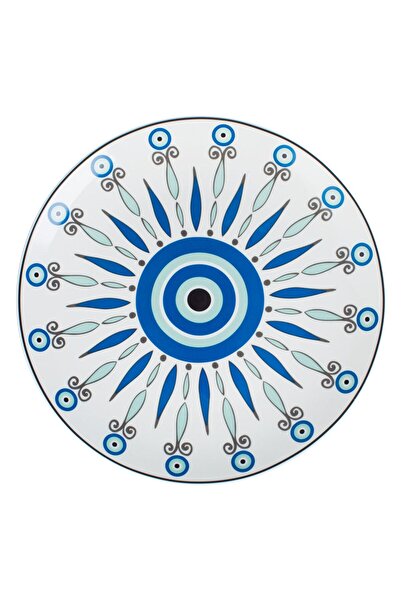 OEM White Porcelain Plate Tribal Eye Ø27cm