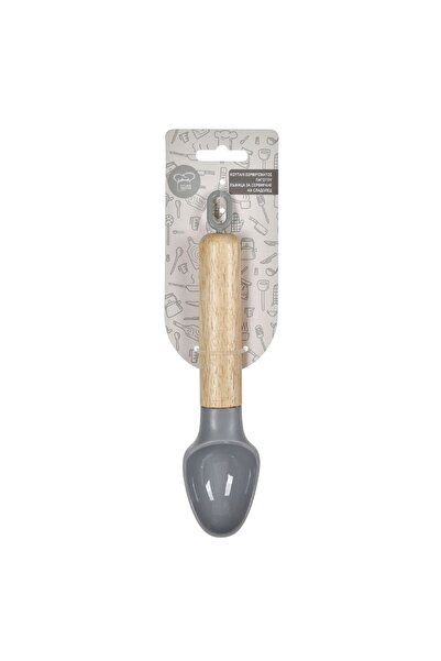 OEM Grey Scoop Spoon with Wooden Handle for Serving Ice Cream 20cm