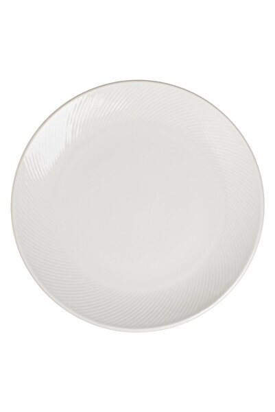 OEM White Ceramic Plate with Linear Embossed Pattern for Fruits "Wave" 19cm