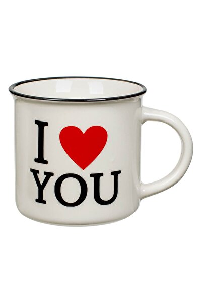 OEM New Bone Ecru Mug Black Edge I Love You Message 370ml