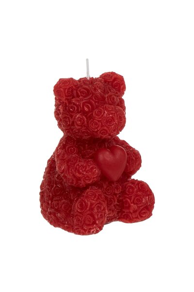 OEM 3D Red Teddy Bear Candle with Heart Roses 6x8x10.5cm