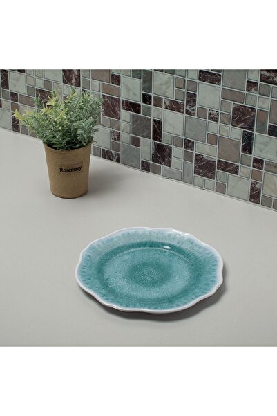 OEM Melamine Plate Turquoise Scallop 27.5cm