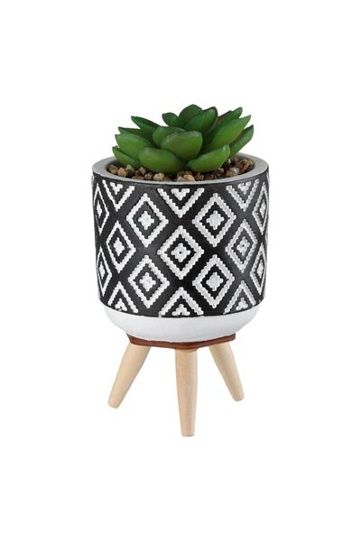 OEM Decorative Pot with Black Legs & Artificial Plant Ø7x14cm