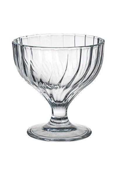 OEM Glass Ice Cream Cup with Foot & Pattern 300ml