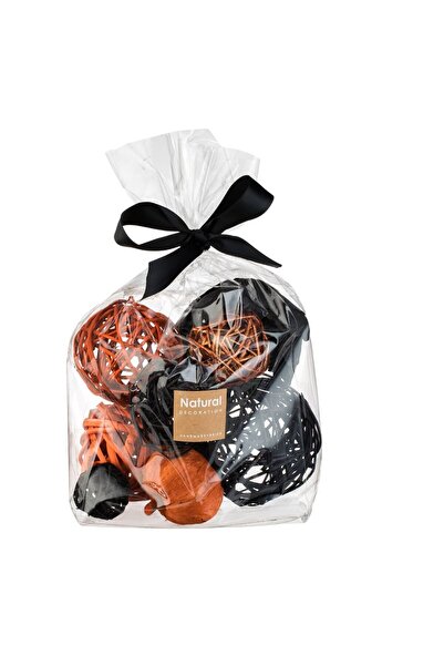 OEM Decorative Set with Orange Spheres Black Flower Pumpkin - 10pcs