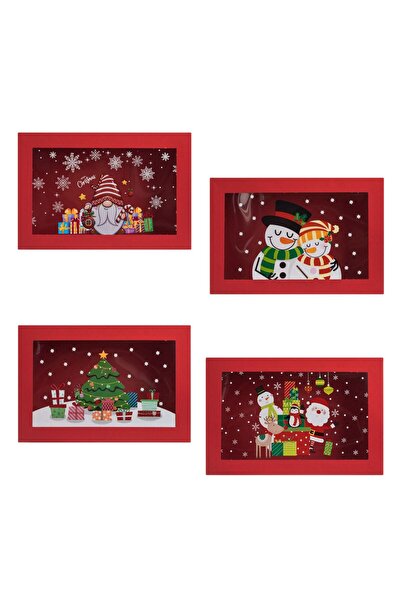 OEM Set of Red Christmas Candy Boxes with Pattern & Window 22x15x7cm - 4pcs