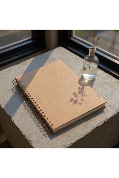 Fark Tanıtım Checkered Spiral Notebook, A4 Size (21X29.7 cm), 120 Sheets (240 Pages), Kraft Cardboard Cover