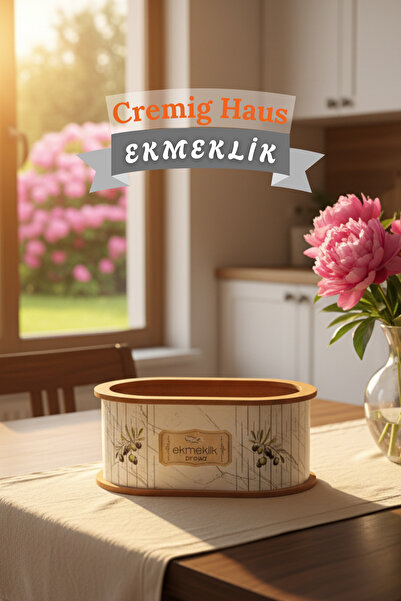 CremigHaus Geleneksel Tasarım Kapaklı Büyük Ekmeklik Oval Ahşap Ekmek Sepeti ...