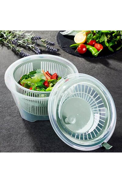 OEM Green Plastic Salad Dryer Ø24x14cm - 4.4L