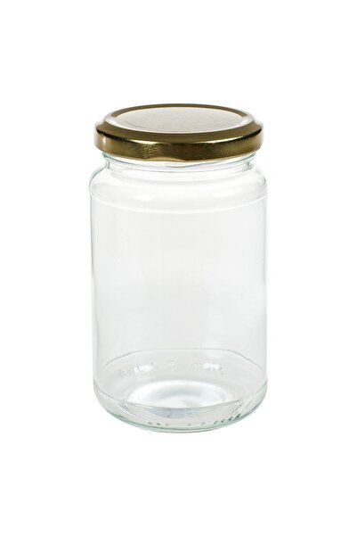 OEM Transparent Glass Jar with Gold Metal Lid 350ml