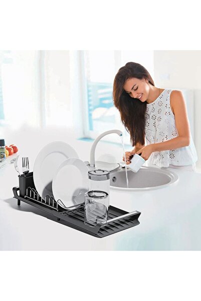 OEM Black Plastic Extendable Dish Dryer 19x28-47x12cm