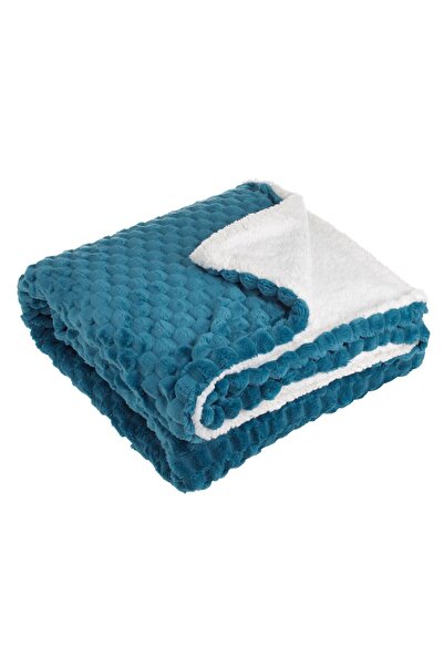 OEM Blanket - Decorative Winter Blanket Petrol White PopCorn Sherpa for Armchair 160x130cm
