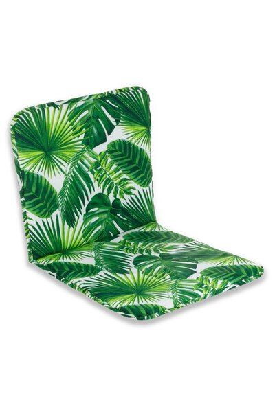 OEM Chair Cushion with Backrest Tropical Green Leaves for Outdoor Spaces 85x43cm
