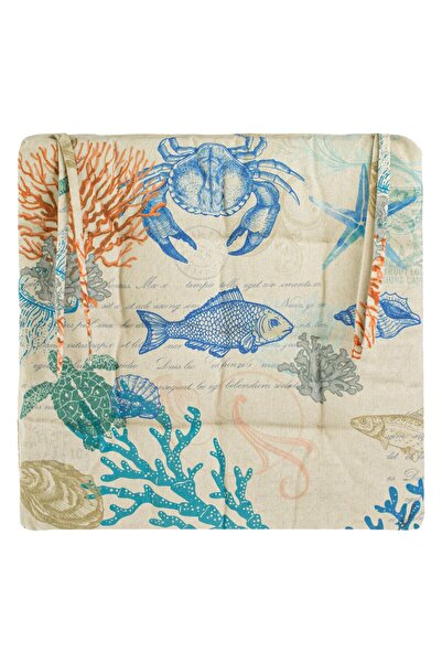 OEM Perna Scaun din Bumbac Pesti Scoici Coral Bleu 40x40cm