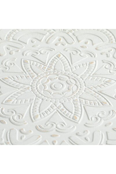 OEM Decorative Round Wooden Plate White Mandala Brushed Ø40cm