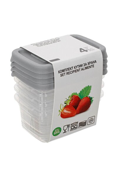 OEM Transparent Plastic Casseroles with Gray Lid 120ml - 4pcs