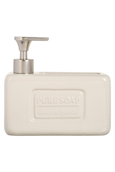 OEM Cream Ceramic Sponge Holder with Dispenser for Sink 17x6.5x16.5cm