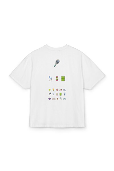 LORVEX تي شيرت قطني مطبوع كبير الحجم للجنسين – طباعة رمز التعبيرات (إيموجي) ل...