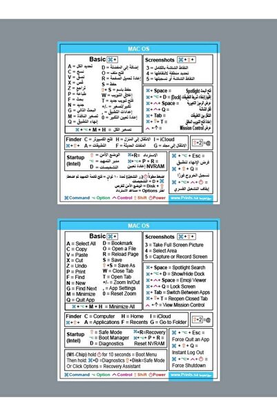 PRINTS مجموعة 2 استيكر اختصارات ماك عربي وإنجليزي – ملصقات بلاستيك مقاومة للم...