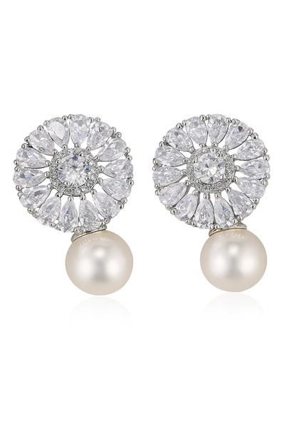 OEM Dazzling White Pearls Bridal Earrings