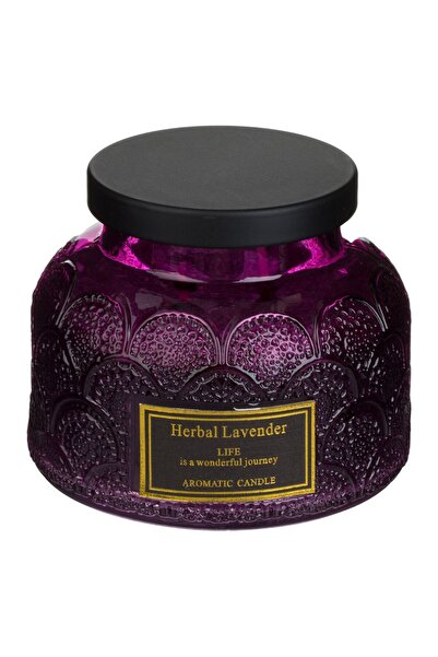OEM Purple Scented Candle with Two Wicks & Lavender Aroma "Life" in Jar with ...