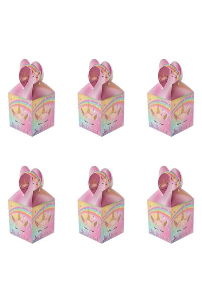 OEM Pink Cardboard Boxes with Unicorn Pattern for Cakes 9.9x8.5x8.5cm - 6pcs