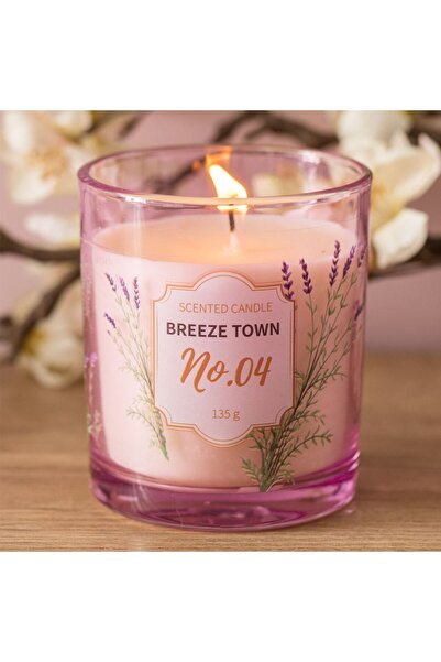 OEM Lumanare Parfumata Alba cu Aroma de Lavanda in Recipient Lila Ø7x8cm