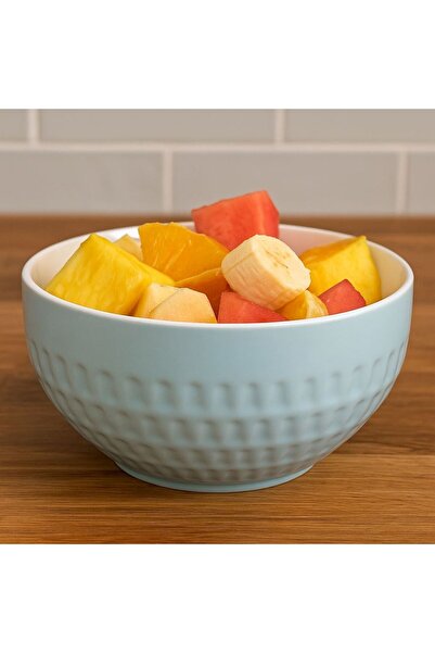 OEM Blue White Porcelain Bowl with Embossed Pattern 630ml