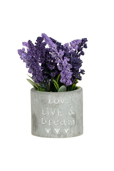 OEM Decorative Ceramic Gray Pot with Artificial Lavender Plant Ø8x17cm