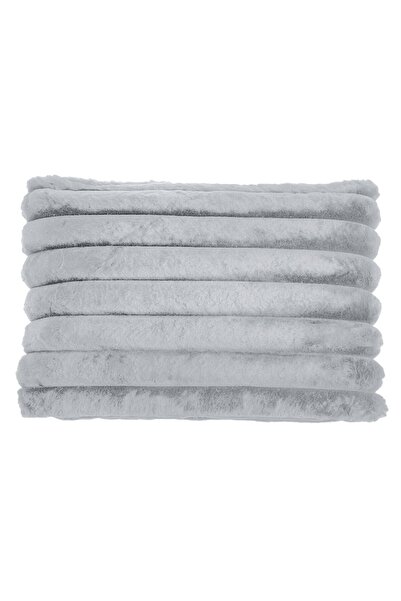 OEM Grey Faux Fur Decorative Pillow with Embossed Pattern for Sofa 55x37cm