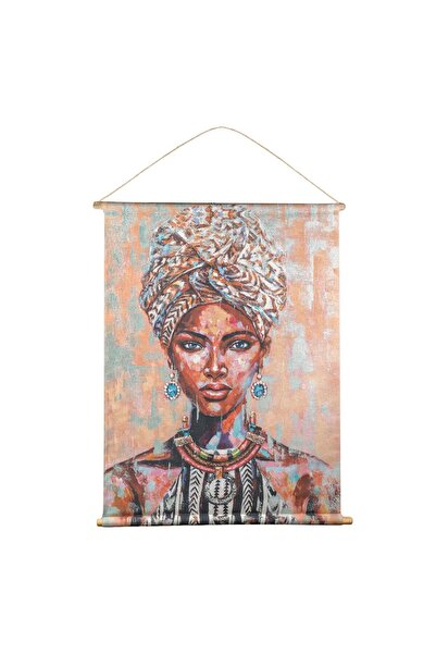 OEM Tablou Textil Etnic ”Figura Colorata de Femeie” cu Suporturi din Lemn 76x...