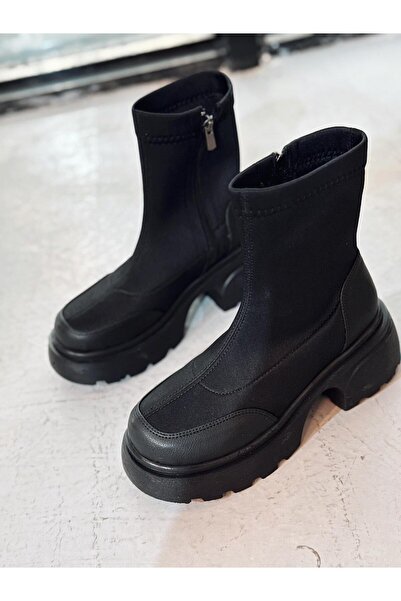 I Love Shoes Gariel Kadın Kalın Taban Bot Siyah Dalgıç Kumaş