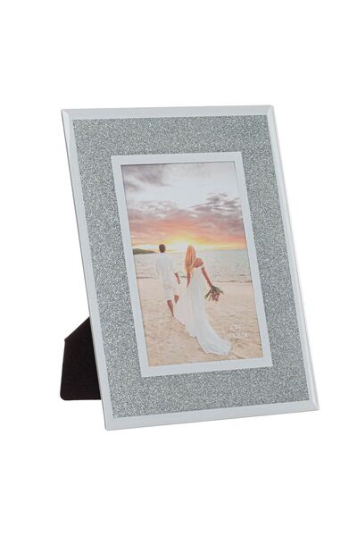 OEM Photo Frame Glass Decoration Mirror Silver Glitter 10x15cm